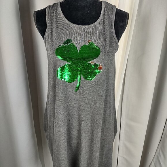 L.O.L. Vintage Tops - L.O.L. Vintage Clover Sequin Gray Tank Top Size XL